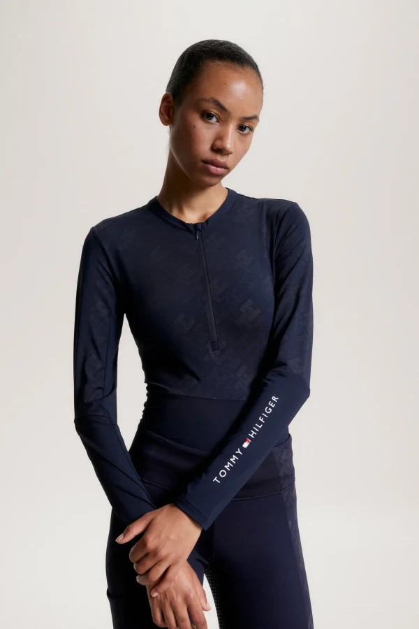 tommyhilfigerequestrian Tommy Hilfiger Equestrian Cologne Reflekterende langarmet 1/4 glidelås treningsgenser* Skjorter Og Topper