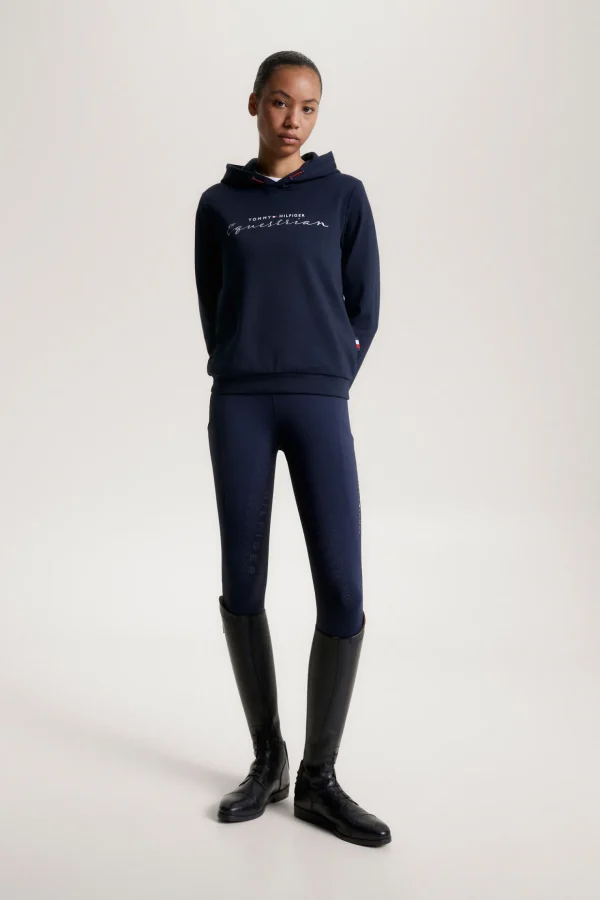 tommyhilfigerequestrian Tommy Hilfiger Equestrian Metallic Logo Grafisk hettegenser for kvinner* Gensere & Fleece